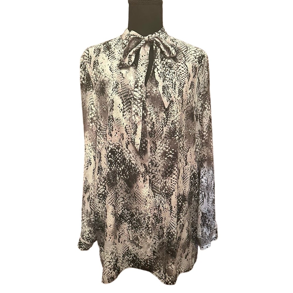 Nine West Black and White Snakeskin Print Blouse - Picture 2 of 14